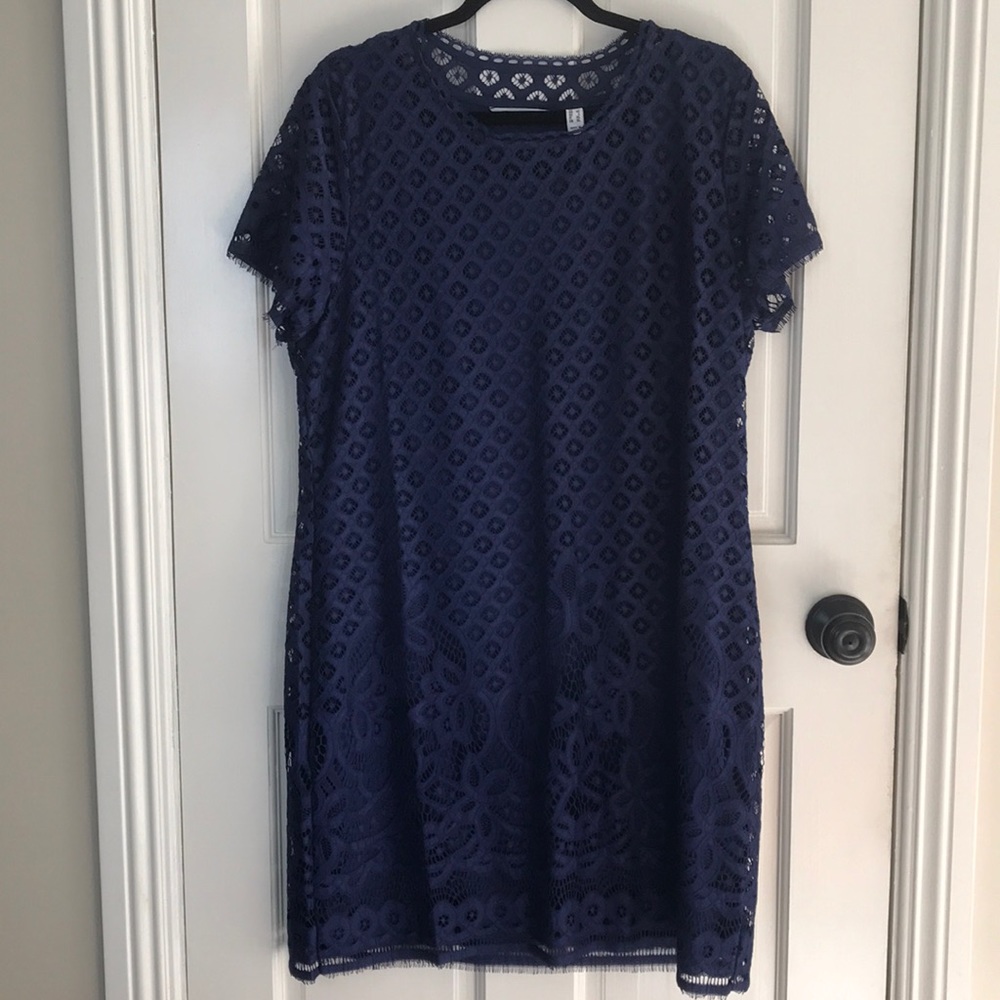 Isaac Mizrahi Live! Navy Blue Lace Dress Size L